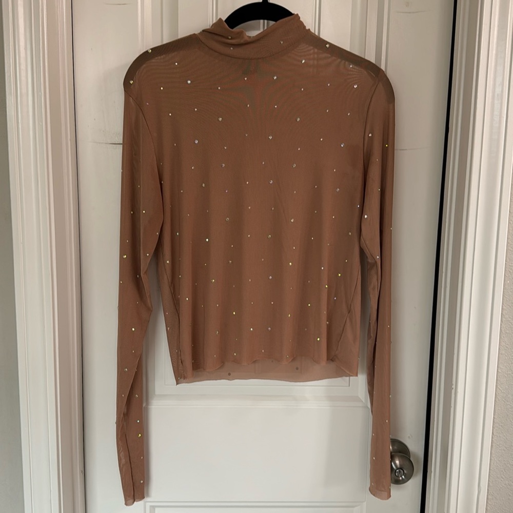 Mock Neck Mesh top